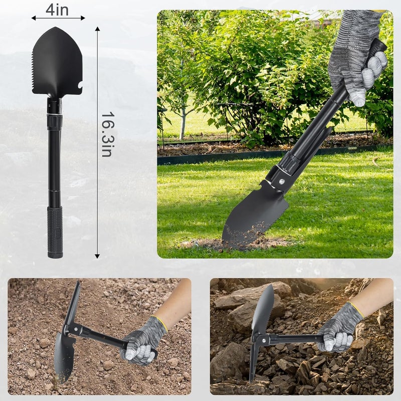 LASUK 28PCS Geology Rock Pick Hammer Kit, Gold Mining & Prospecting Equipment Tool, including 32oz Hammer, Shovel, Wooden Chisel, Magnifying Glass, Plastic Bags, Whistle, Goggles, Compass - Image 2